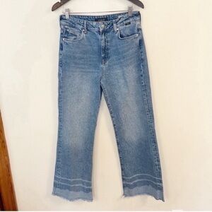 Mavi Aria High-Rise Wide Leg Jeans W27 L30 Designer Medium Blue Wash Raw Hem